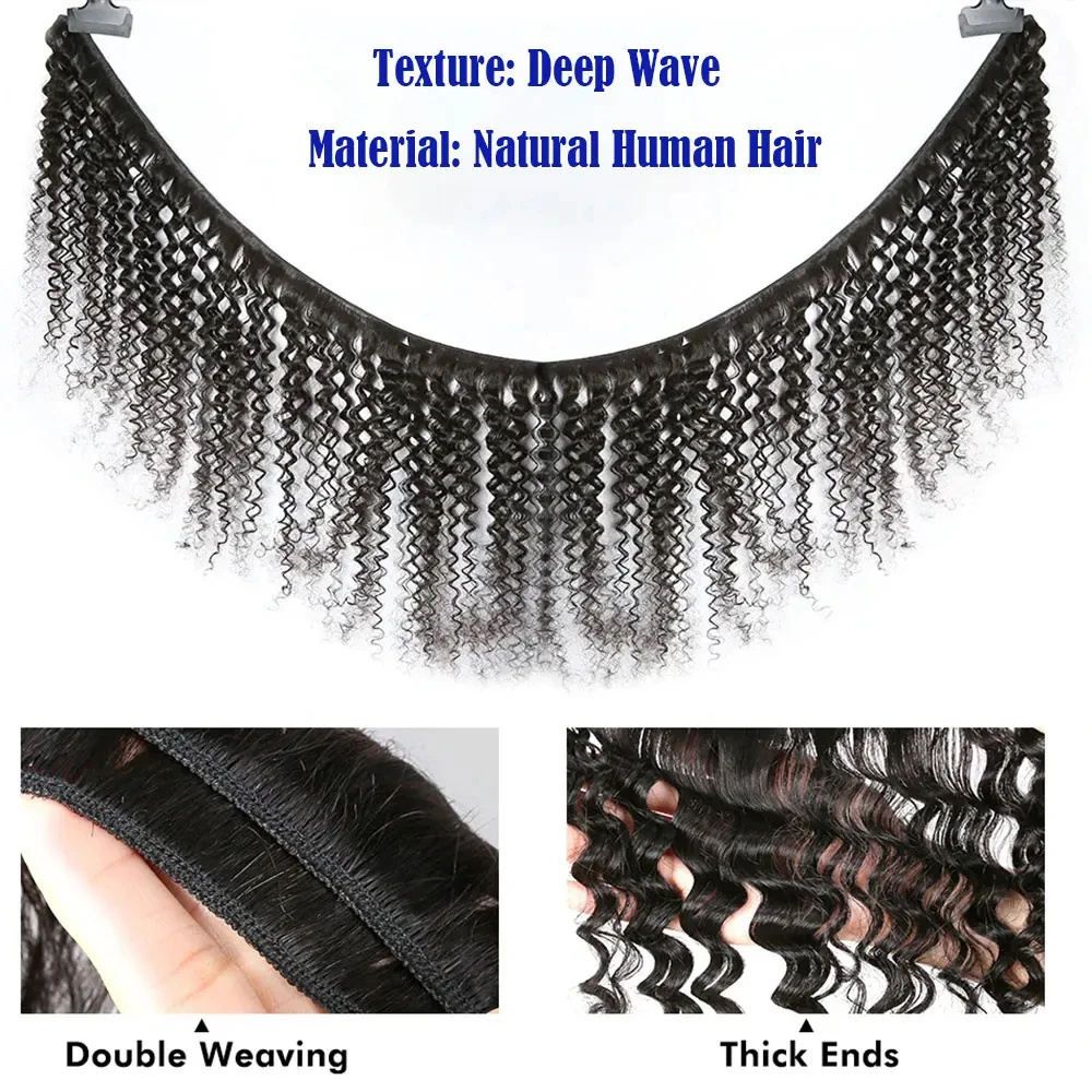 Brazilian Virgin Human Hair De - Deep Wave 3 Bundles With Closure ulasan dan harga