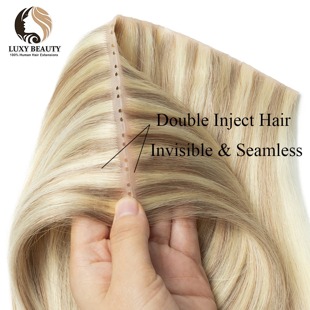 Blonde injected Hole Weft Huma - Invisible Tape In Extensions Real Hair ulasan dan harga